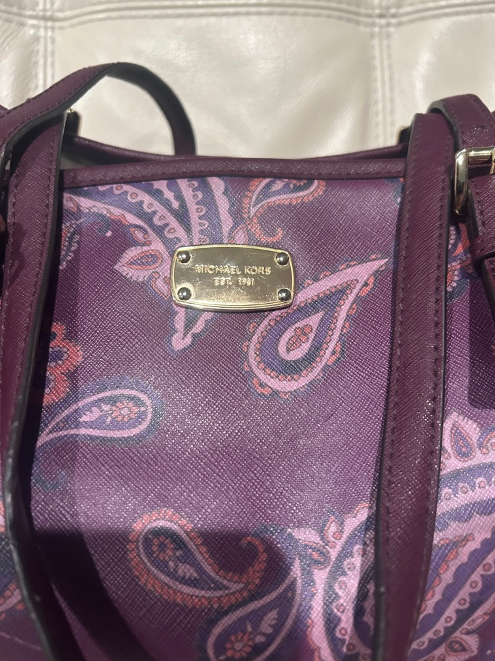 Michael Kors Purple Paisley Tote with Matching Wristlet Set - Picture 3 of 13